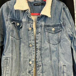 Fuzzy lined jean jacket